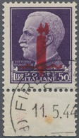 Italien: 1944. 50 L With Lilac Carmine Fasces Overprint, FLORENCE Printing, With Lower Sheet Margin, - Marcophilia