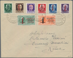 Italien: 1944. 50 L Violet "Imperali" With LILAC CARMINE Fasces Overprint, Together With 7 Other Ove - Marcophilia