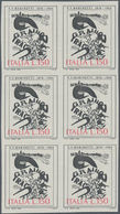 Italien: 1976, 150 L Black/red Art Imperforated In Vertical Block Of 6, Mint Never Hinged, Signed An - Marcophilia