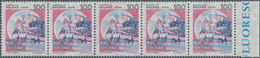 Italien: 1980, 100 L Multicoloured ISCHIA Horizontal Stripe Of Five Without The Yellow Print, Mint N - Marcophilia