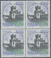 Italien: 1980, 1.000 L Multicoloured In Block Of 4 With Only Black, Blue, Green And Traces Of Orange - Marcophilia