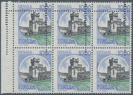 Italien: 1980, 1000 L Multicoloured In Block Of 6 From Left Margin With Barely Visible Orange Print - Marcophilia