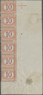 Italien - Portomarken: 1890, 10c. Orange/carmine, Vertical Strip Of Six From The Lower Right Corner - Postage Due