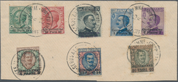 Italienische Post In Der Levante: 1909, Part Cover Bearing Set Of Eight Values 10 Para On 5 C. Green - Emissions Générales