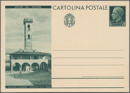 Italien - Ganzsachen: 1933, "OPERE DEL REGIME" (w/o ROMA) 15 C Green Postal Stationery, Large Vignet - Postwaardestukken