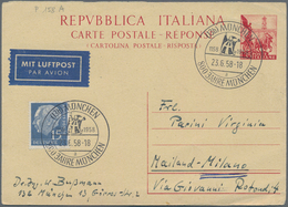 Italien - Ganzsachen: 1951/1958: 35 L Red "Quadriga" Double Postal Stationery Card, Question Part Fr - Entiers Postaux