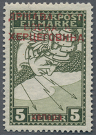 Jugoslawien: 1918, Overprints On Express Stamps, 5h. Olive-green With Cyrillic Overprint In RED, Min - Neufs