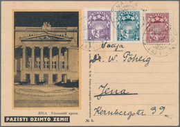 Lettland: 1929 Pictured (view Of National Opera In Riga) Formular Card From Valka (divided Border To - Latvia