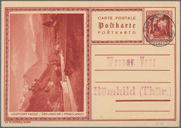 Liechtenstein - Ganzsachen: 1930, 20 Rp. Schloßhof, Bilder Vaduz Und Steg, 2 Sehr Saubere Karten Von - Enteros Postales