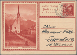 Liechtenstein - Ganzsachen: 1930, 20 Rp. Schloßhof, Bild Kirche Schaan, Bedarfskarte Von Vaduz Nach - Enteros Postales