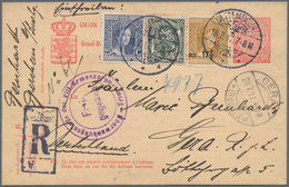 Luxemburg - Ganzsachen: 1917, Card 10c. Carmine Uprated By 12½c. Green, 25c. Blue And 17½ On 30c. Bi - Interi Postali