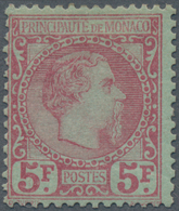 Monaco: 1885, Definitives Charles, 5fr. Carmine On Green, Fresh Colour An Well Perforated, Mint Orig - Unused Stamps