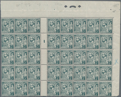 Monaco: 1921, Definitives "Albert I.", 5fr. Greyish Green, (folded) Gutter Block Of 40 Stamps With M - Ongebruikt