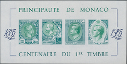 Monaco: 1985, Stamp Centenary Souvenir Sheet, Imperforate Special Edition In GREEN, Mint Never Hinge - Unused Stamps