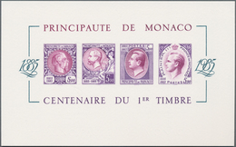 Monaco: 1985, Stamp Centenary Souvenir Sheet, Imperforate Special Edition On Thick Hand-made, Waterm - Unused Stamps