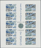 Monaco: 1991, Europa-CEPT 'European Space Travel' IMPERFORATE Miniature Sheet, Mint Never Hinged And - Neufs