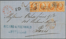 Niederlande: 1866, P.D.-letter Franked With Two Horizontal Pairs Of 15 (c) Orange Emperor Wilhelm II - Covers & Documents