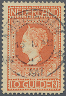 Niederlande: 1913, Queen Wilhelmina 10gld. Red-orange On Yellow Very Fine Used With Central 'AMSTERD - Cartas & Documentos