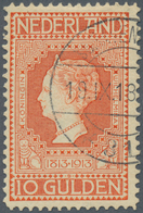 Niederlande: 1913, Centenary 10gld. Orange, Fresh Colour And Well Perforated, Very Neatly Cancelled - Brieven En Documenten