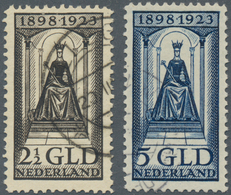 Niederlande: 1923, 25th Anniversary, 2.50gld. Brownish Black And 5gld. Blue, Both Top Values, Fresh - Brieven En Documenten