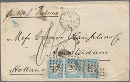 Niederlande - Portomarken: 1883, 20c. Light Blue/black, Horizontal Strip Of Three Paying Postage On - Strafportzegels