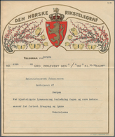 Norwegen - Besonderheiten: 1926 (8.4.), 'Den Norske Rikstelegraf' Telegram Used From Bergen With Col - Autres & Non Classés