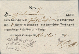 Österreich - Vorphilatelie: 1795, Kärnten Herrschaft Sonnegg Bei Sittersdorf: Aktenfrische Empfangsb - ...-1850 Prephilately