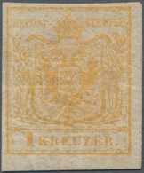 Österreich: 1850, 1 Kr. Gelblichocker Handpapier Type Ib Allseits Voll- Bis Breitrandig, Ungebraucht - Used Stamps
