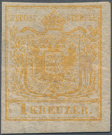 Österreich: 1850, 1 Kr. Gelblichocker Handpapier Type Ib Allseits Voll- Bis Breitrandig, Ungebraucht - Oblitérés