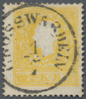 Österreich: 1858, Franz Joseph 2 Kr. Type I Dunkelgelb Mit Ziemlich Komplettem Einkreisstempel "GROS - Used Stamps