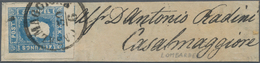Österreich: 1858, Zeitungsmarke (1,05 Kreuzer/Soldi) Blau Allseits Breit- Bis überrandig Auf Teil Ei - Used Stamps