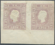 Österreich: 1858, (1,05 Kr) Graulila Im Waager. Paar Mit 10 Mm Unterrand Mit Originalgummi Ungebrauc - Used Stamps