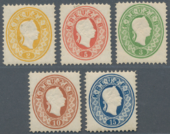 Österreich: 1866, 2 Kr Gelb Bis 15 Kreuzer Blau NEUDRUCKE Ungebraucht, Bleistift Beschriftet, Kleine - Used Stamps