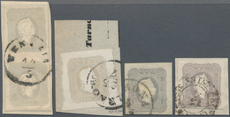 Österreich: 1861, Zeitungsmarke Franz Joseph (1.05 Kr.) In Vier Verschiedenen Farbnuancen Dabei Ein - Used Stamps