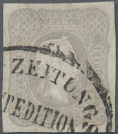 Österreich: 1861, Zeitungsmarke 1.05 Kr. Grauviolett, Farbfrisch, Allseits Breitrandig, Klar Entwert - Usados