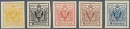 Österreich: 1866, 1 Kr Gelb Bis 9 Kreuzer Blau NEUDRUCKE Ungebraucht, Bleistift Beschriftet, Kleine - Usados