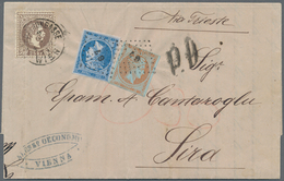Österreich: 1874, 25 Kr. Braun (senkrechter Bug) Auf Briefhülle Von Wien Nach Syros, Der Griechische - Gebraucht