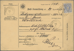 Österreich: 1885, Gebrauchtes Postanweisungsformular Mit Einzelfrankatur Doppeladler 10 Kr. Ultramar - Usados