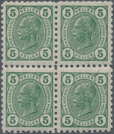 Österreich: 1906, Freimarken Kaiser Franz Joseph 5 H Im Postfrischen Viererblock Mit FRIEDLZÄHNUNG L - Used Stamps
