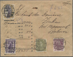 Österreich: 1908, Jubiläumsausgabe 5 Kr. Ockerbraun/schwarzviolett Und Beifrankatur Auf Wertbrief üb - Used Stamps