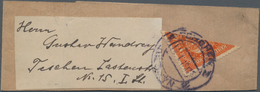 Österreich: 1919 (18.1.), Wappenausgabe 6 H. Orange Als DIAGONALE HALBIERUNG Auf Streifband Innerhal - Used Stamps