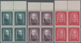 Österreich: 1932, Österreichische Maler Kompl. Satz In Viererblocks Vom Oberen Bogenrand, Postfrisch - Used Stamps