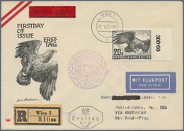 Österreich: 1952 (7.1.), Flugpost Vögel 20 S. 'Steinadler' Schmuck-FDC Per Luftpost, Einschreiben Un - Used Stamps