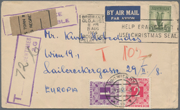 Österreich - Portomarken: 1955 (21.8.), Flugpostbrief Von Brisbane/Australien Nur Mit 1s. Leierschwa - Taxe
