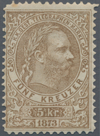 Österreich - Telegrafenmarken: 1873, Kaiser Franz Joseph 5 Kr Braun, Buchdruck ("Steindruck") In Zäh - Telégrafo