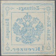 Österreich - Zeitungsstempelmarken: 1858, Doppeladler 1 Kr. Blau In Type IIb Mit Dekorativem MASCHIN - Zeitungsmarken