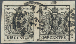 Österreich - Lombardei Und Venetien: 1850, 10 C. Schwarz HP Type I Im Waagrechten Allseits Voll- Bis - Lombardy-Venetia