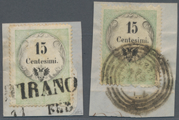 Österreich - Lombardei Und Venetien - Stempelmarken: 1854, 15 C Grün/schwarz, Buchdruck, Zwei Exempl - Lombardo-Venetien