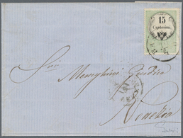 Österreich - Lombardei Und Venetien - Stempelmarken: 1854, 15 C Grün/schwarz, Buchdruck, Sauber Entw - Lombardy-Venetia
