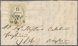 Österreich - Lombardei Und Venetien - Stempelmarken: 1854, 15 C Grün/schwarz, Buchdruck, Entwertet M - Lombardo-Vénétie